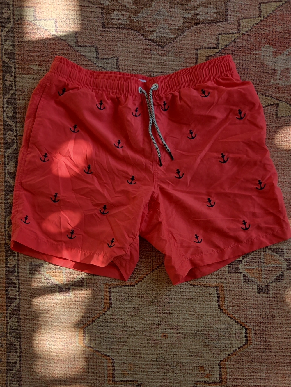 Men's Red Anchor Swim Trunks